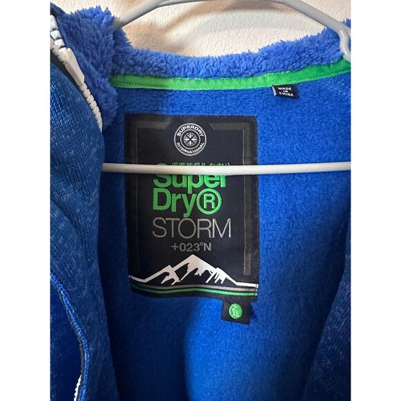 Superdry Storm mens fleece blue double zipper jacket size 2XL - Picture 6 of 7